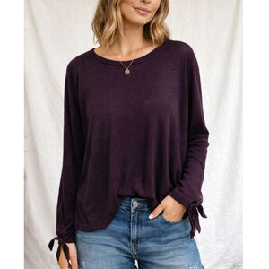 Gap Top Women's Size L Tie-Sleeve Vampire Red Comfy Casual Minimalist Boho NWT